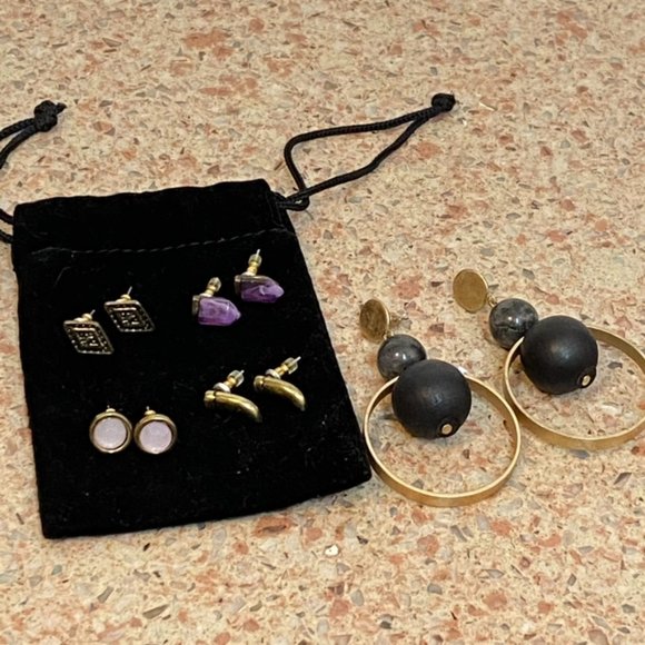 Earrings Bundle x5 Assorted Gemstone Amethyst Costume - Picture 6 of 6
